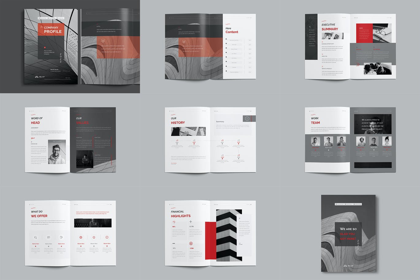 经典红黑配色品牌手册VI画册设计模板