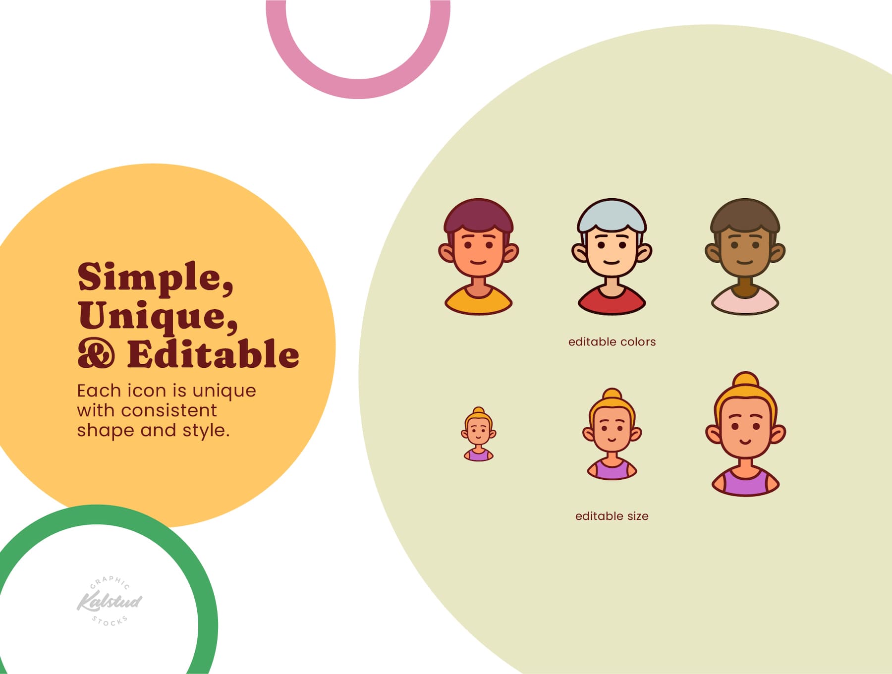 60个孩子头像图标矢量素材