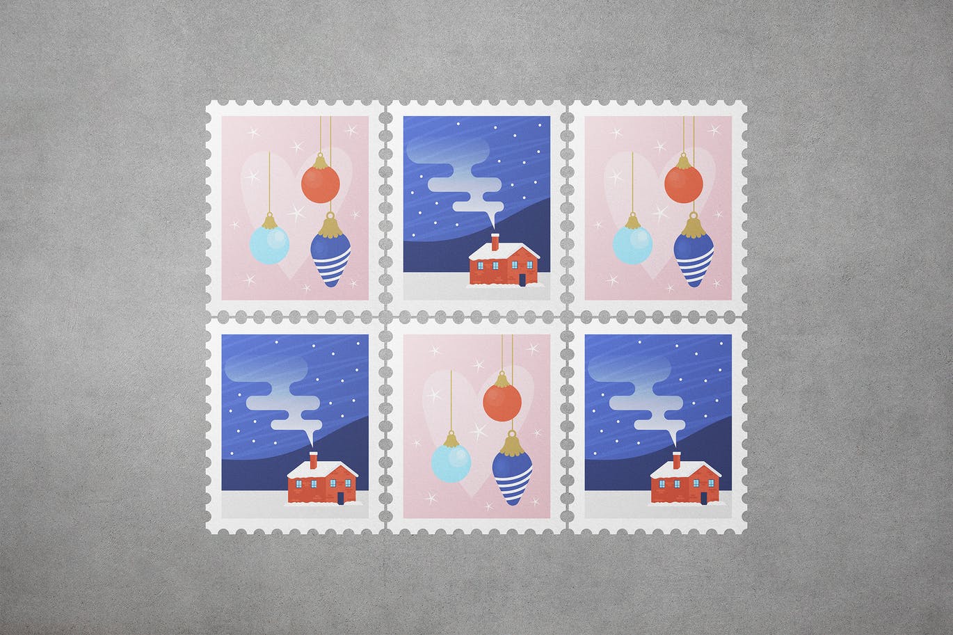 一套怀旧邮票收藏样机PSD素材