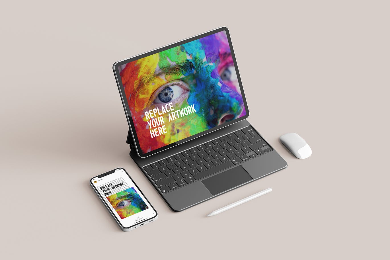 5个高品质逼真质感iPad & iPhone Pro样机PSD素材