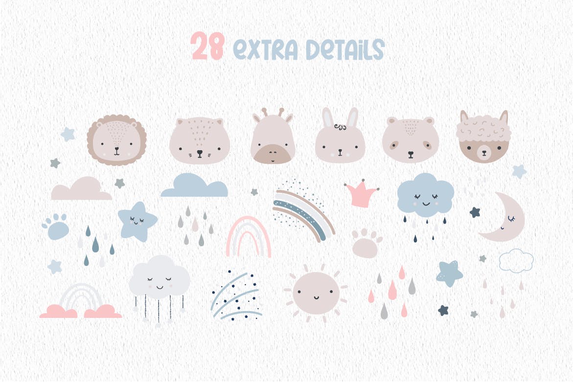 清新可爱儿童风格元素背景底纹矢量素材集合