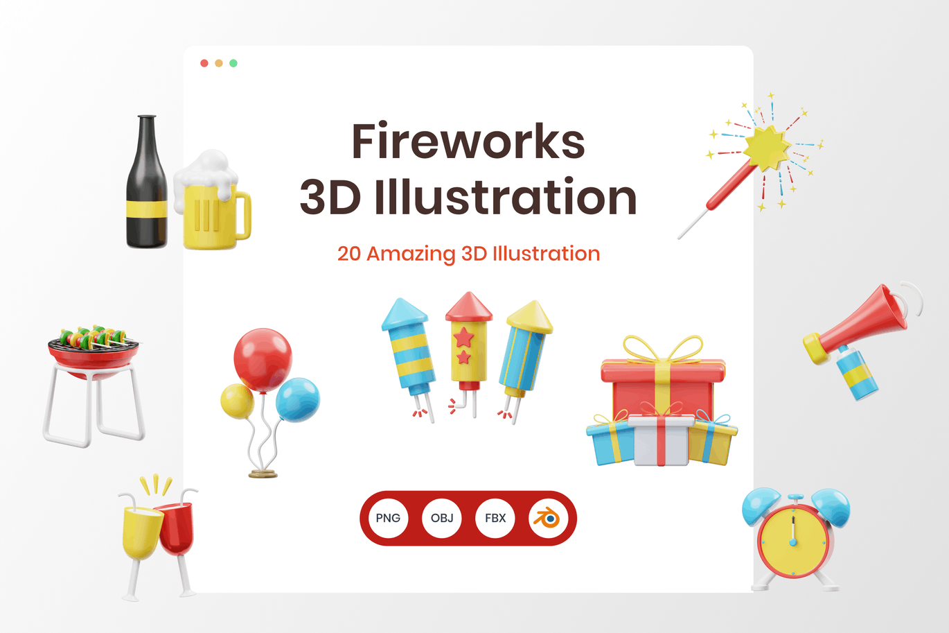 2022新年礼物汽车火箭烟花3D模型合集