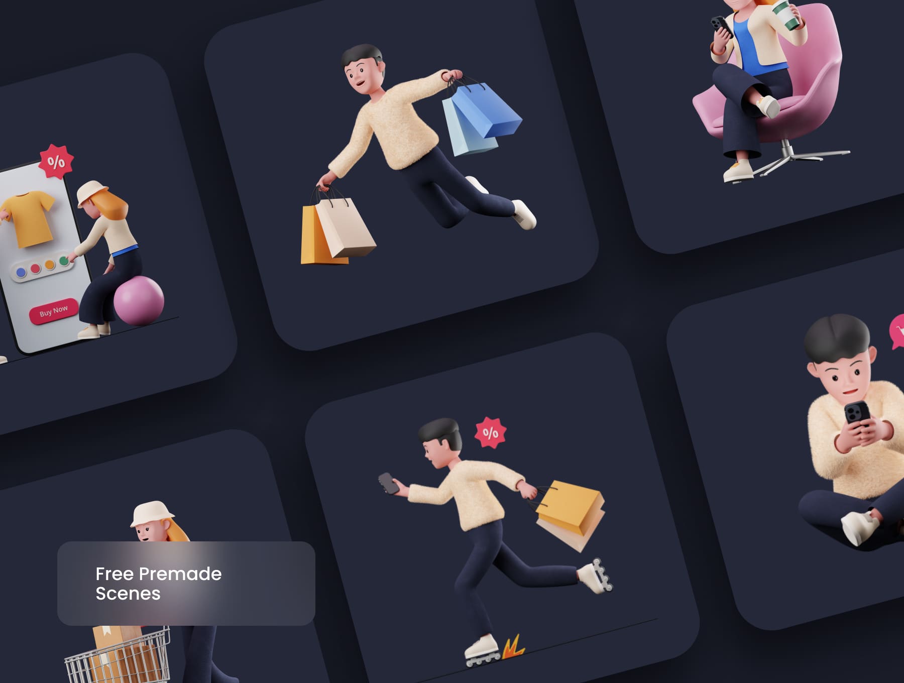 40种姿势人物造型3D角色素材