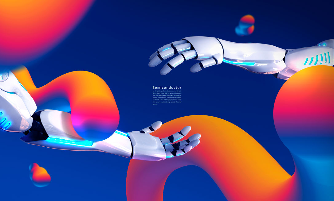 科技氛围机械手海报设计模板