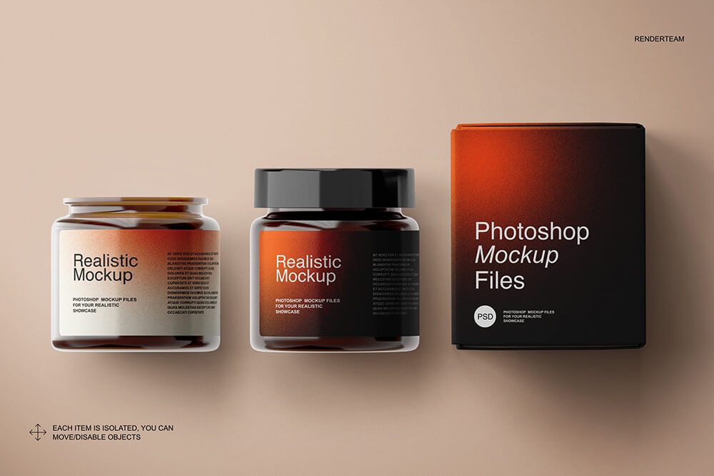 琥珀色玻璃蜡烛品牌设计PSD样机图片