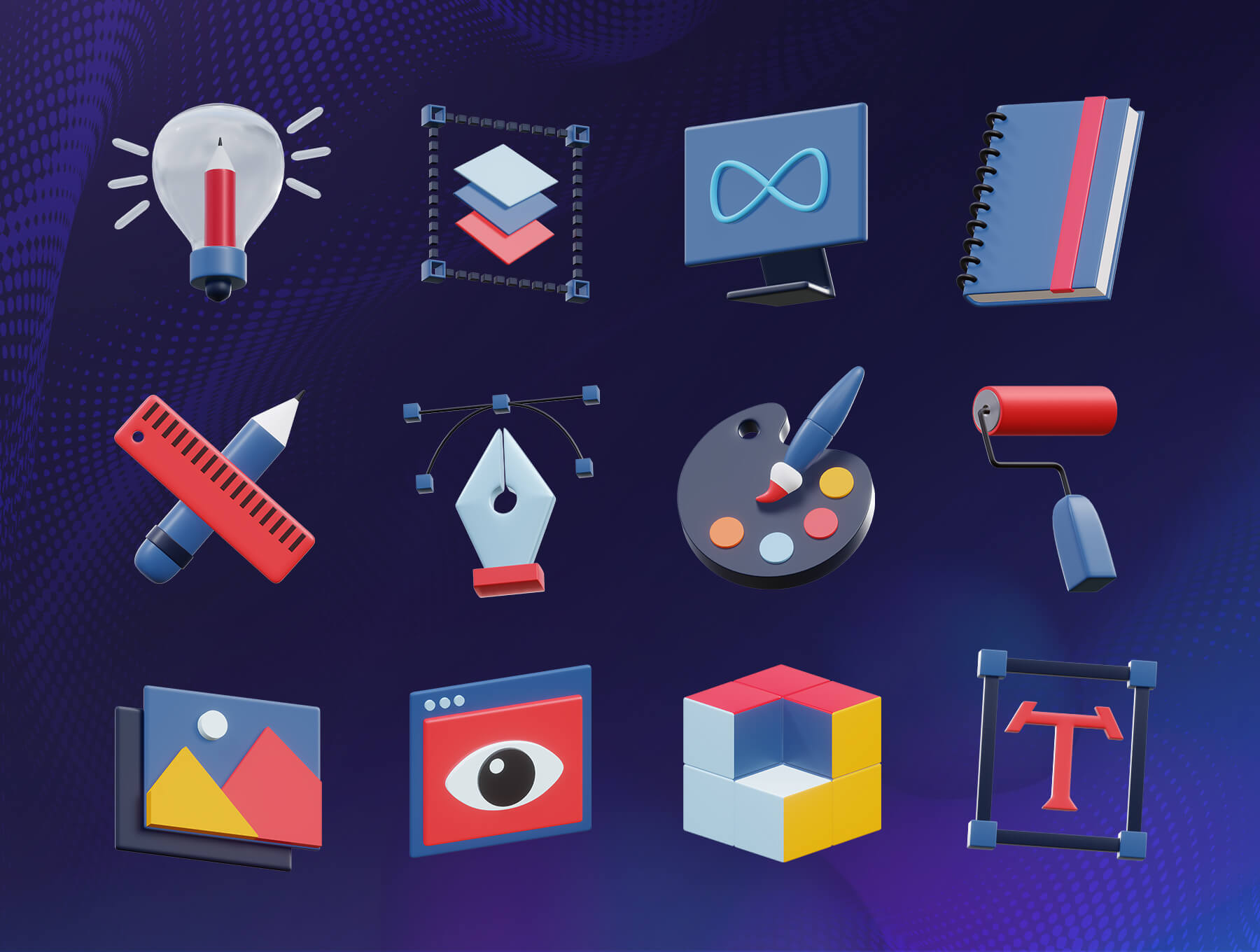 20个平面设计类3D图标素材包