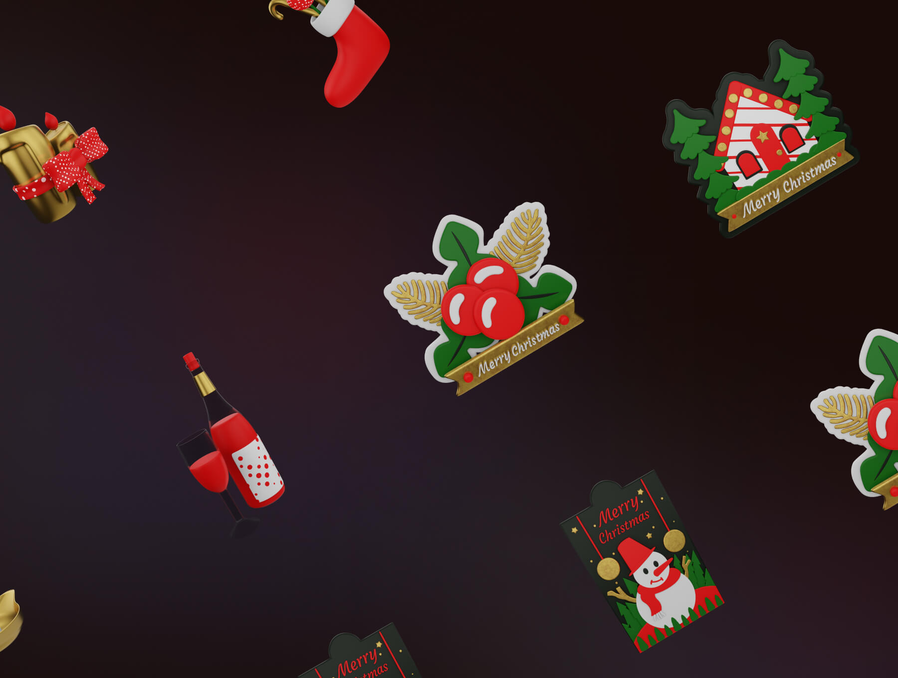 100多个包括圣诞老人圣诞节元素3D模型