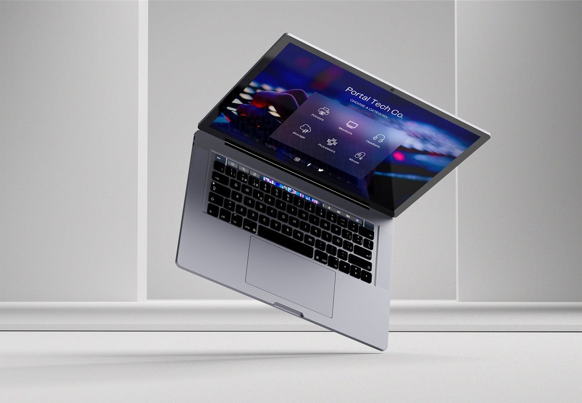 高端黑色Macbook Pro样机PSD模型素材