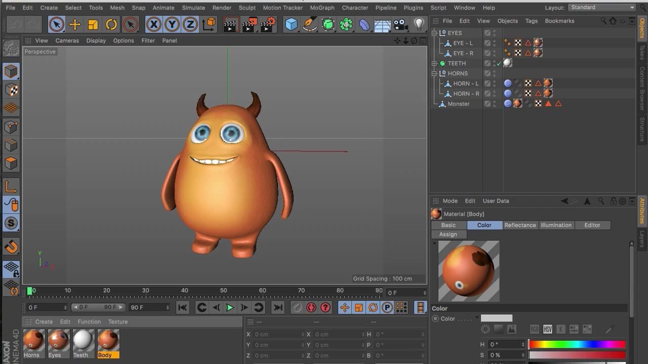 C4D 创作快乐怪物共享3D角色创作教程