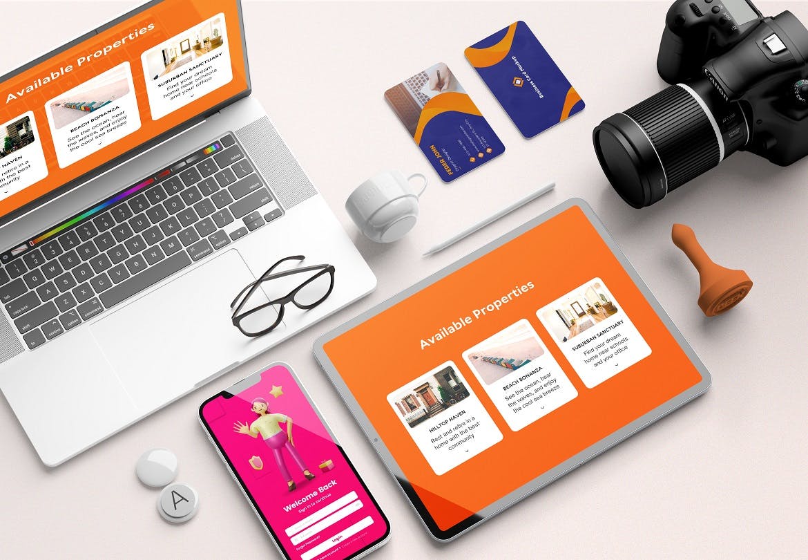 高端逼真多种苹果设备UI设计PSD样机素材