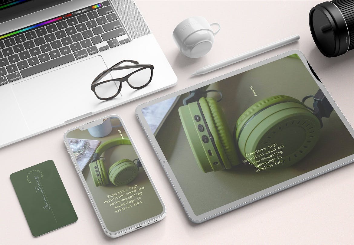 高端逼真多种苹果设备UI设计PSD样机素材