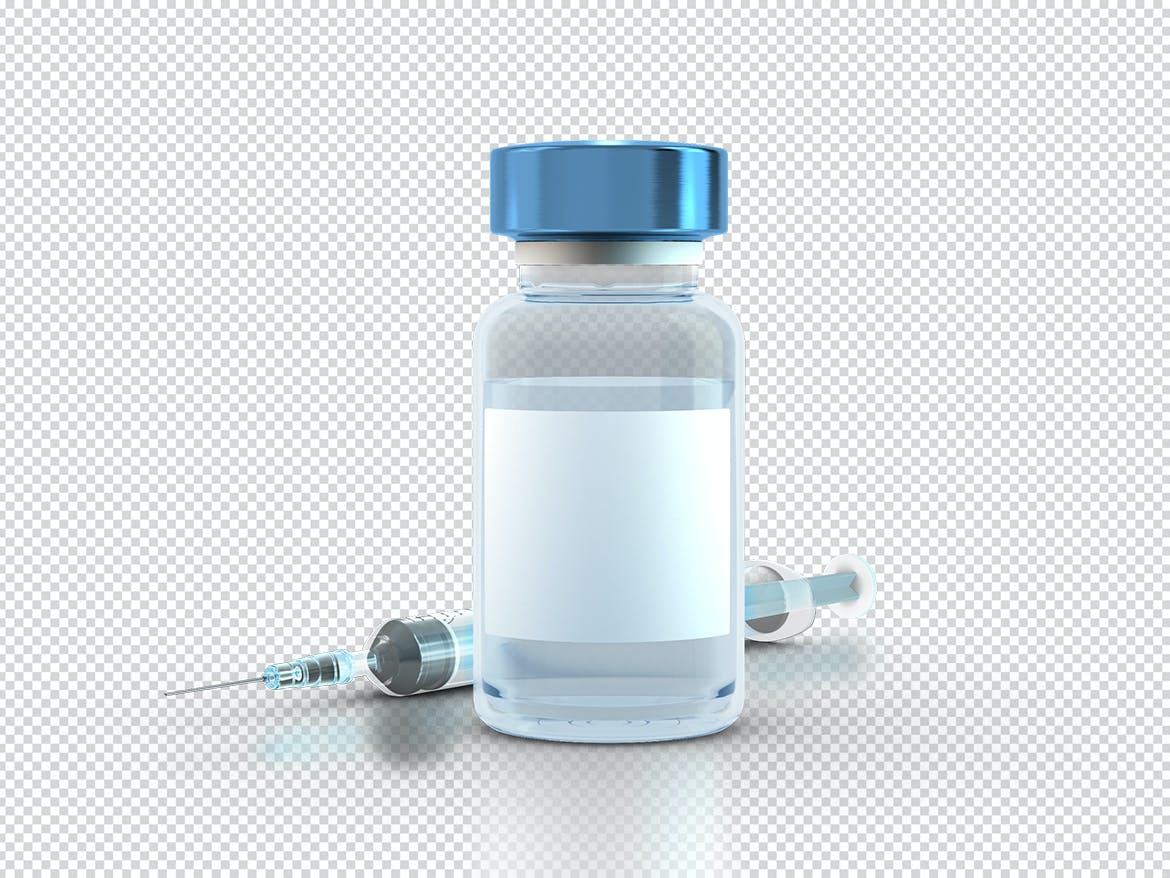 非常少见的疫苗药剂瓶带logo标签PSD样机文件