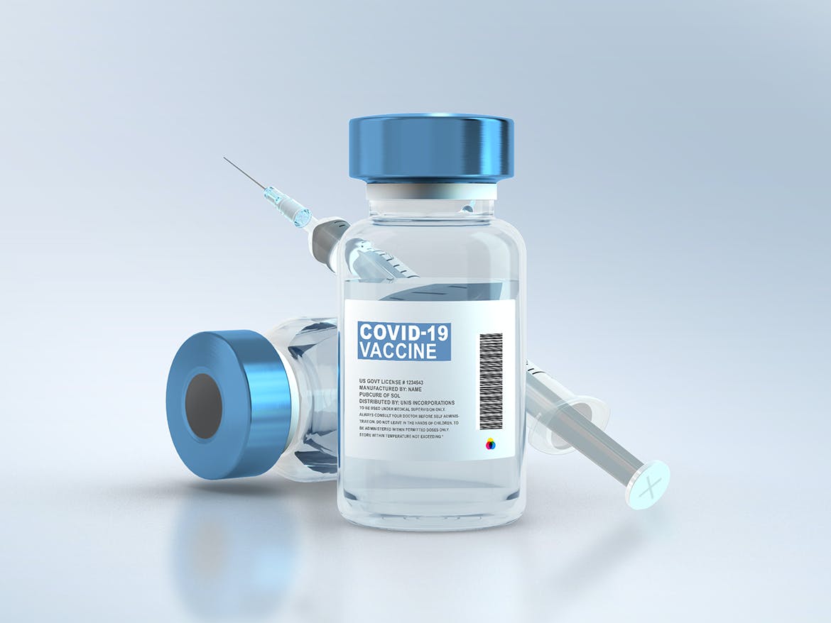 非常少见的疫苗药剂瓶带logo标签PSD样机文件