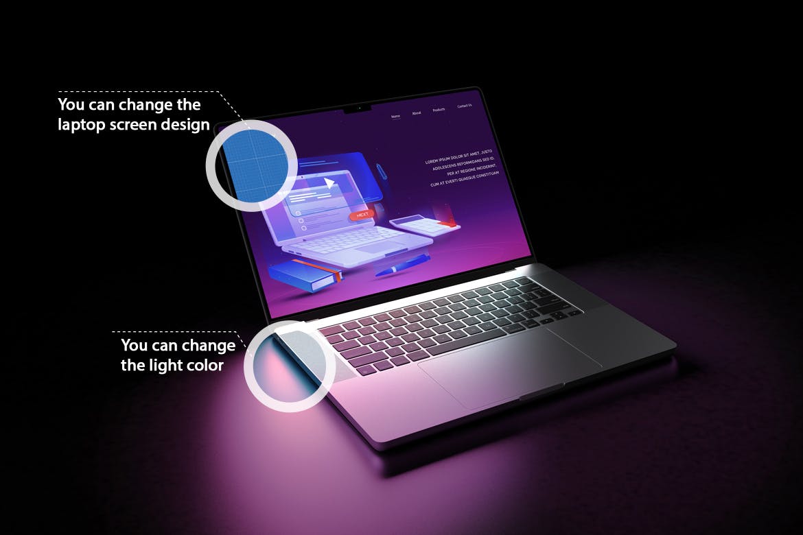 2021暗色MacBook Pro苹果笔记本PSD模型