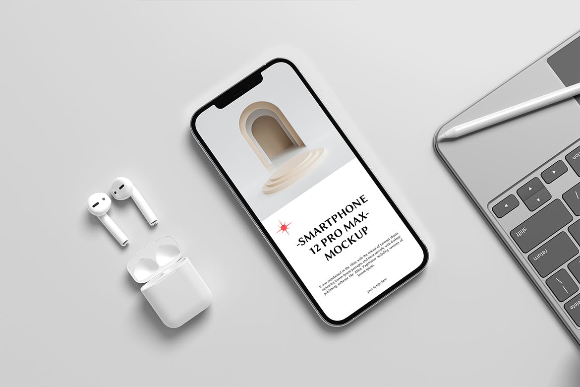 高级灰逼真质感iPhone 12 苹果手机样机PSD文件