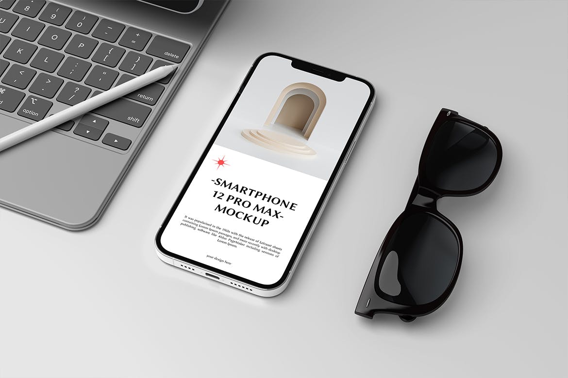 高级灰逼真质感iPhone 12 苹果手机样机PSD文件