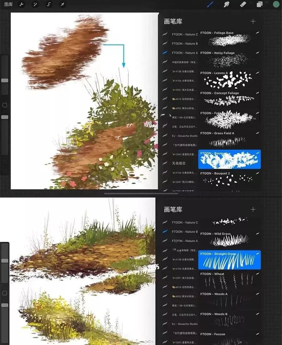 画了一晚上的花草植物，竟不如这些笔刷一下就出来了