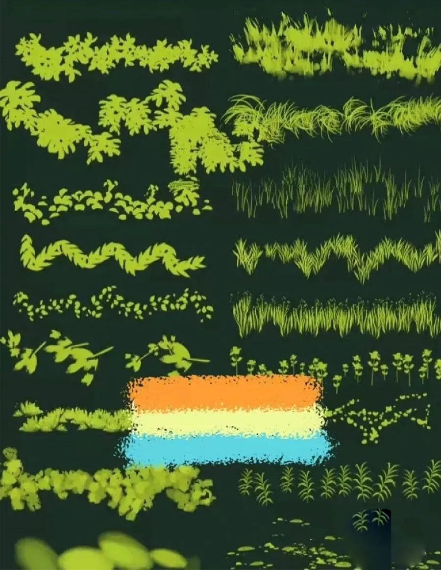 画了一晚上的花草植物，竟不如这些笔刷一下就出来了