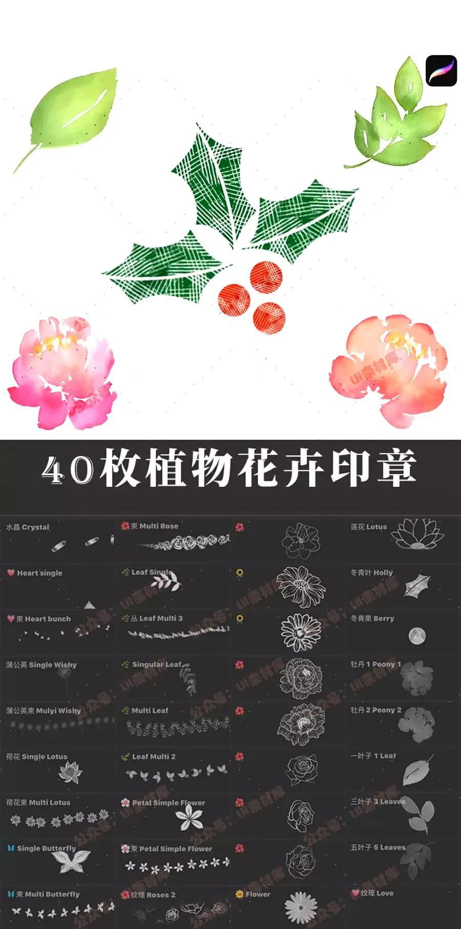 画了一晚上的花草植物，竟不如这些笔刷一下就出来了