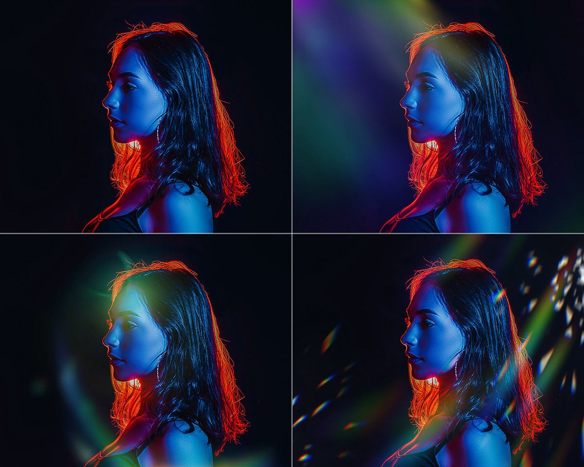 15个绚丽渐变配色镜头光晕背景纹理PS动作预设