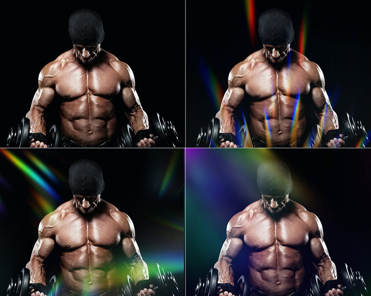 15个绚丽渐变配色镜头光晕背景纹理PS动作预设