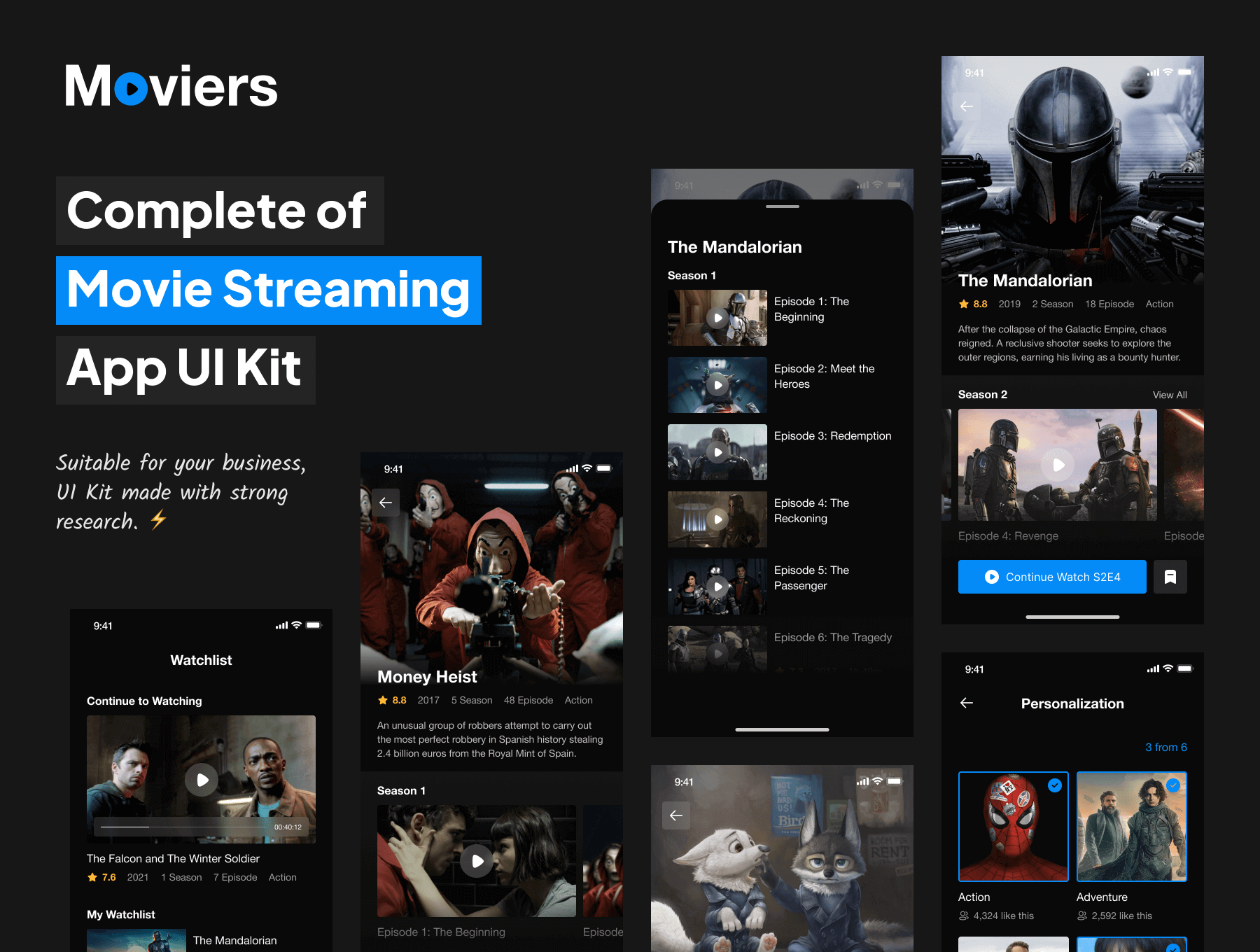 102个电影流媒体相关APP UI界面素材包