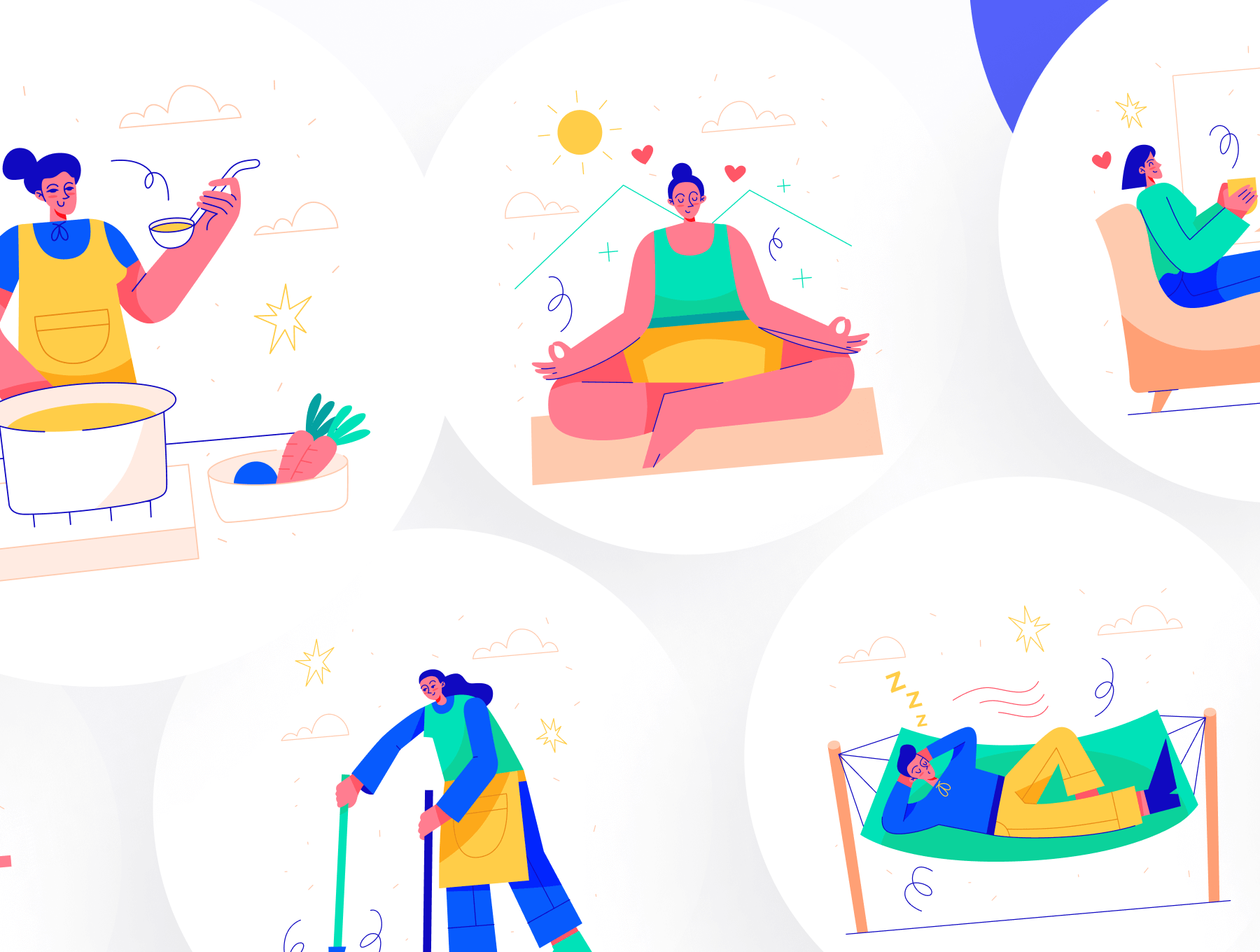 12个休闲日常主题活动插图矢量文件