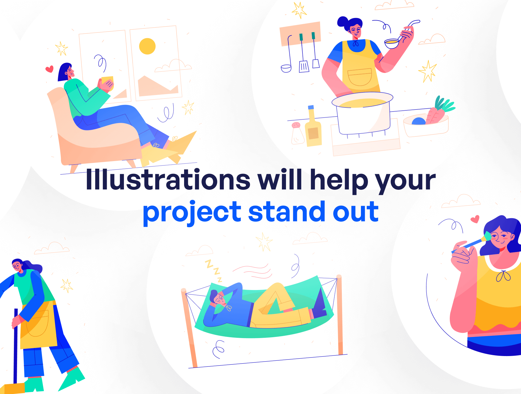 12个休闲日常主题活动插图矢量文件