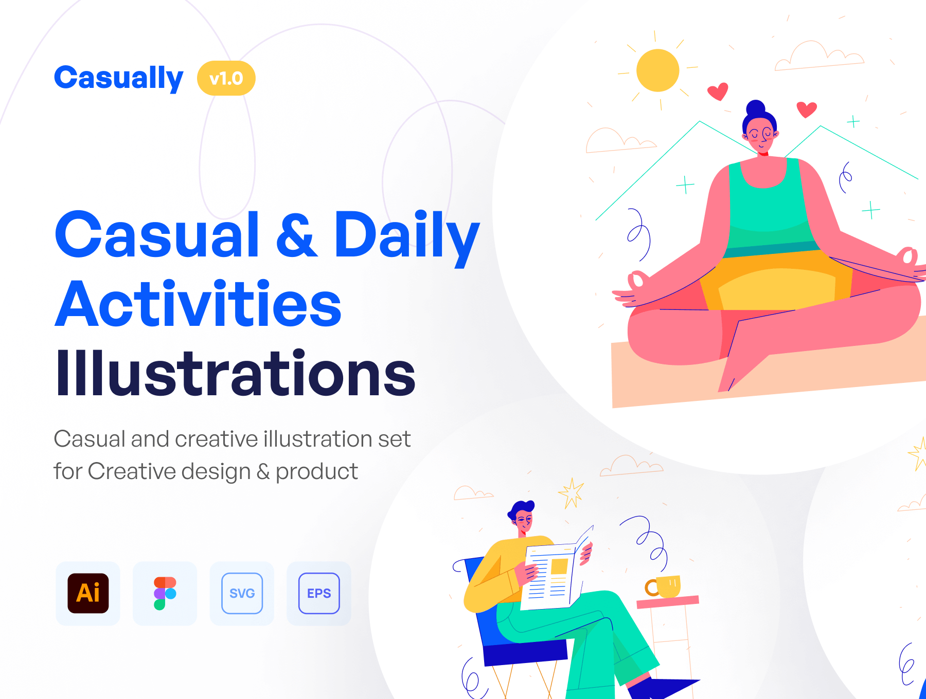 12个休闲日常主题活动插图矢量文件