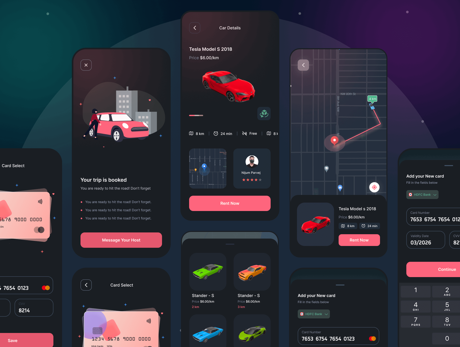 80多个粉色干净简洁租车APP UI界面