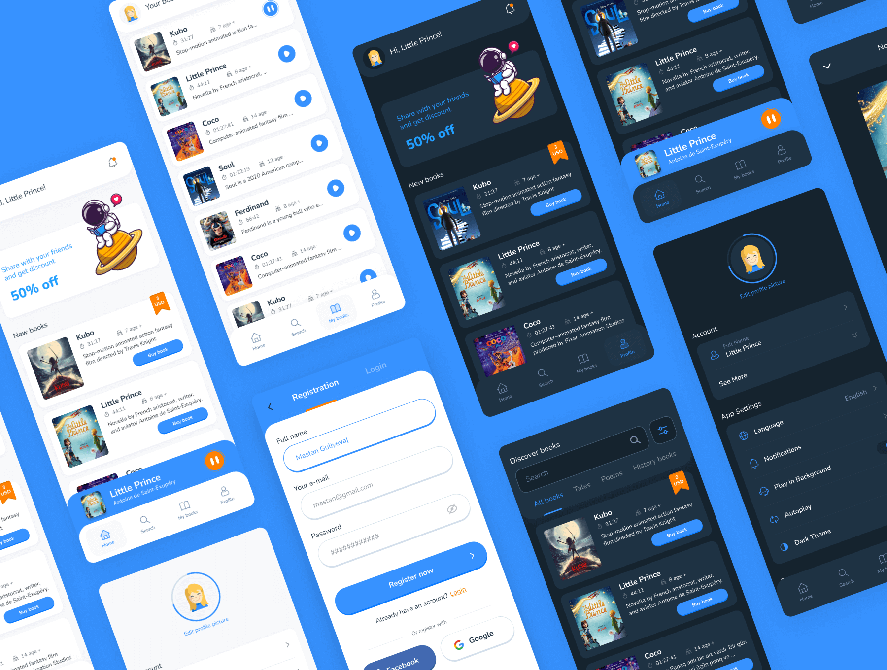 42个有声书和电子书应用相关的APP UI Kit界面
