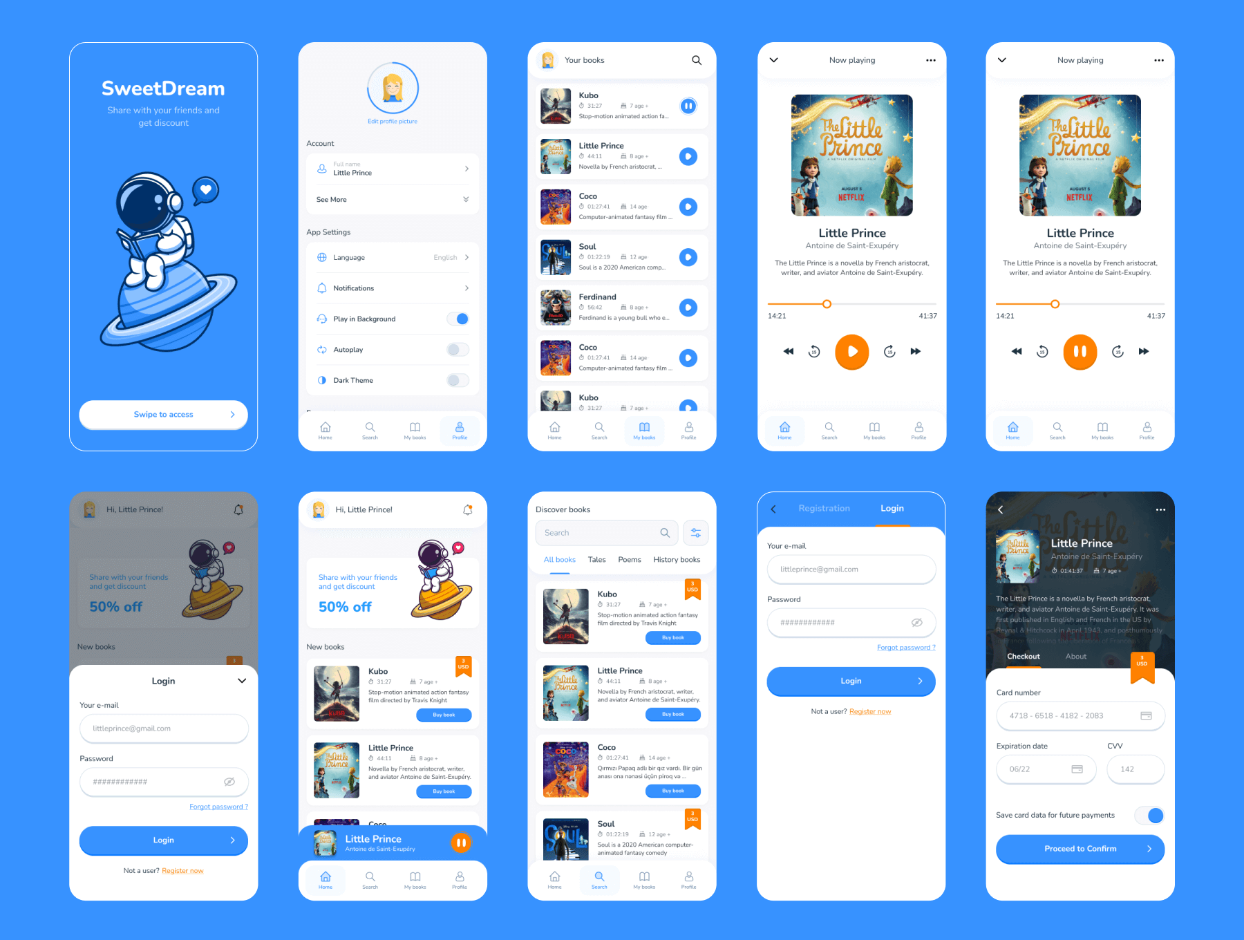 42个有声书和电子书应用相关的APP UI Kit界面