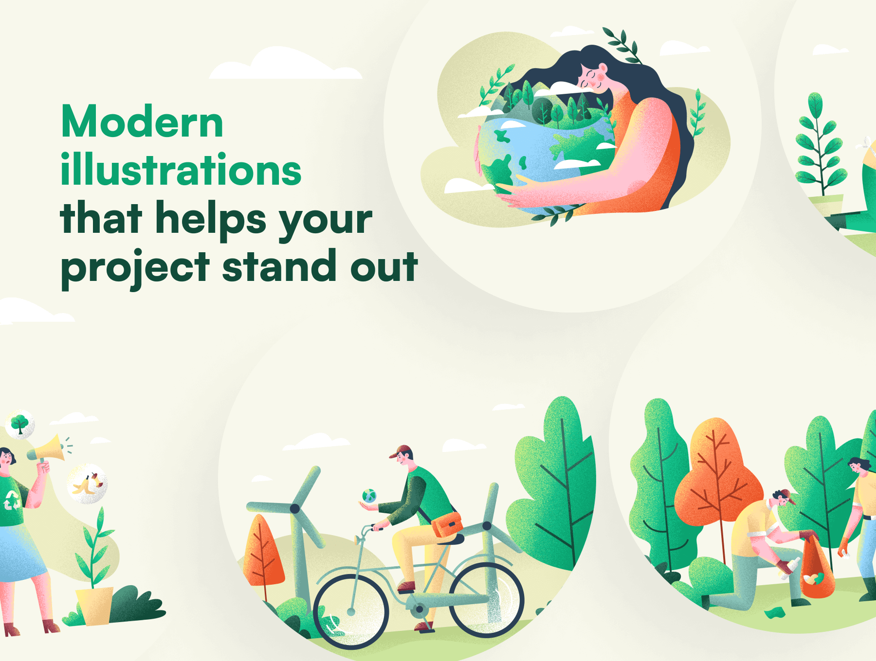 10个绿色生态环保主题矢量插图