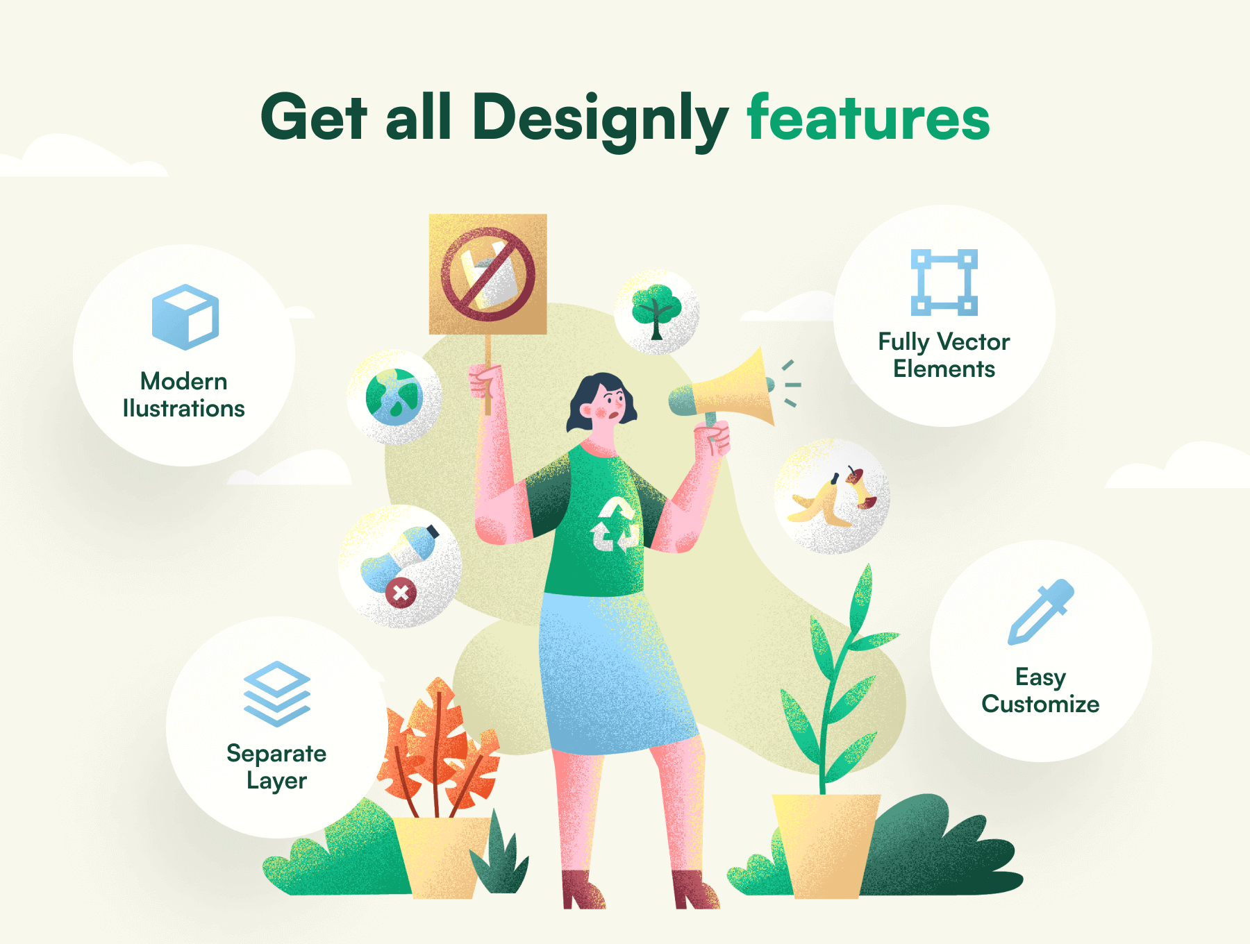 10个绿色生态环保主题矢量插图