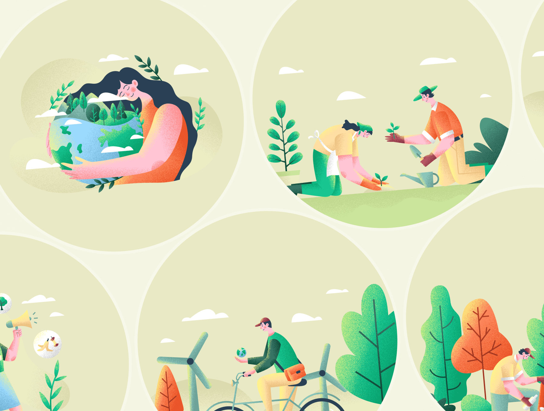 10个绿色生态环保主题矢量插图