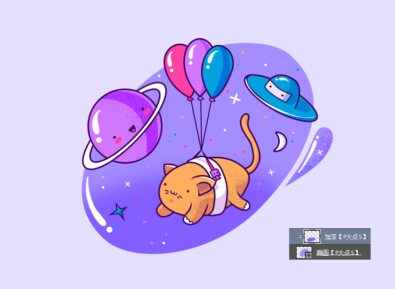 用PS绘制可爱喵星人噪点插画