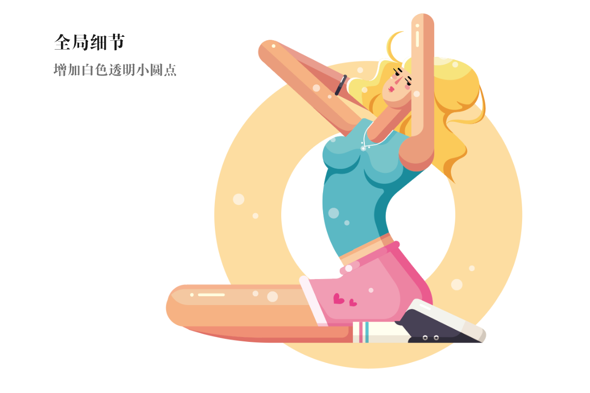 AI绘制多层次光影扁平风sexy girl矢量插画