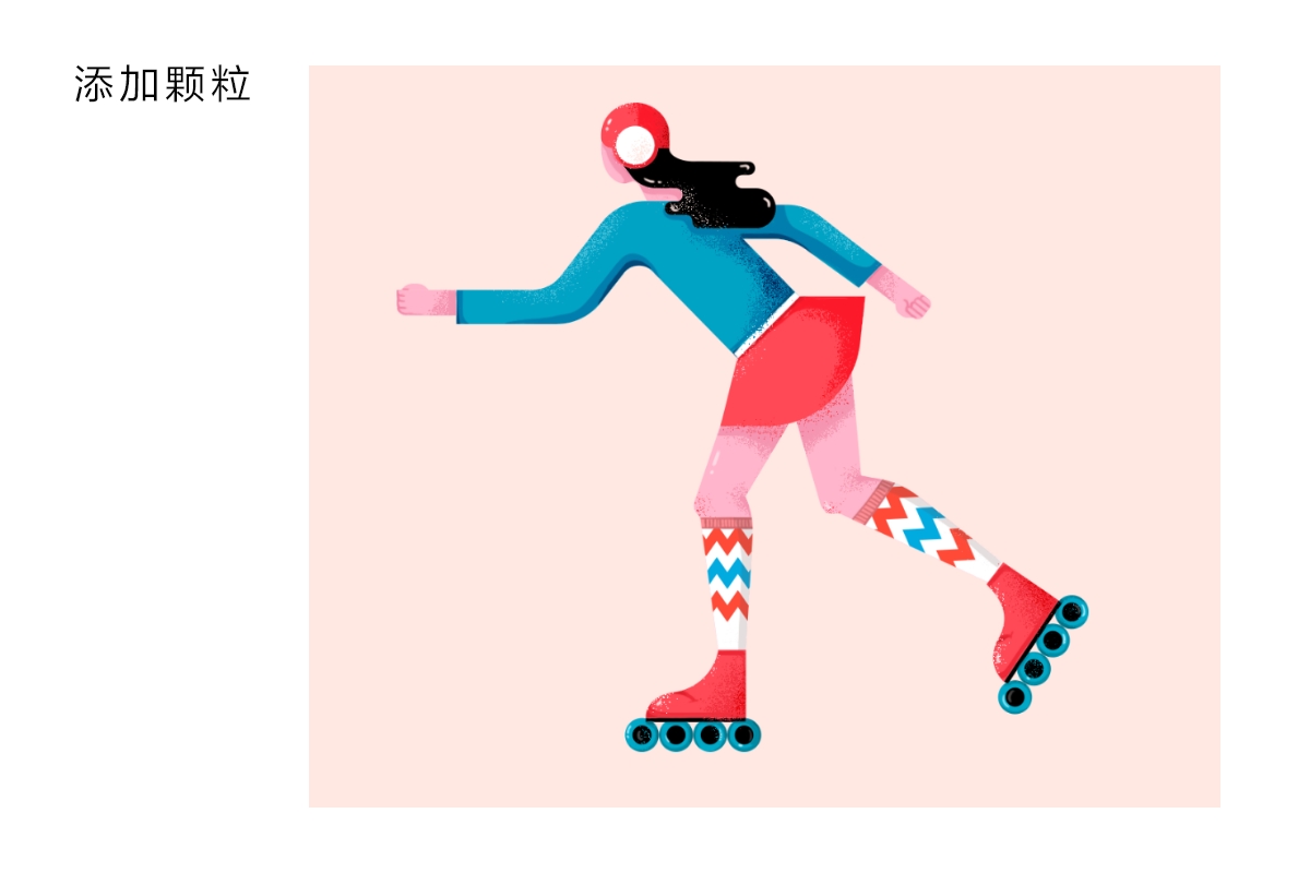 AI+PS绘制扁平滑轮少女风格插画