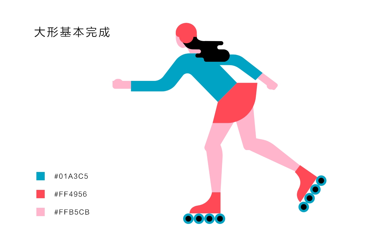 AI+PS绘制扁平滑轮少女风格插画