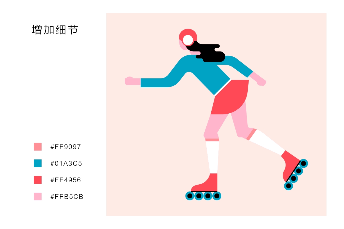 AI+PS绘制扁平滑轮少女风格插画