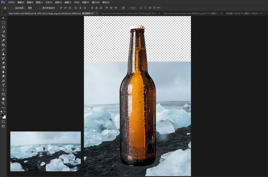 PS合成冰冻的啤酒海报