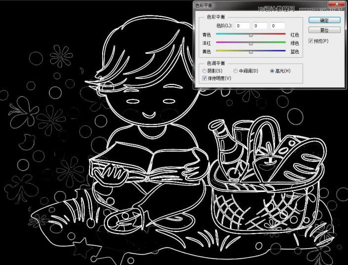 PS把卡通图片调成简约粉笔画效果