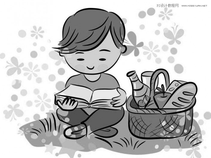 PS把卡通图片调成简约粉笔画效果