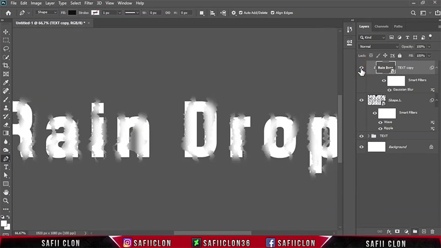 Photoshop制作玻璃上的雨滴字效果