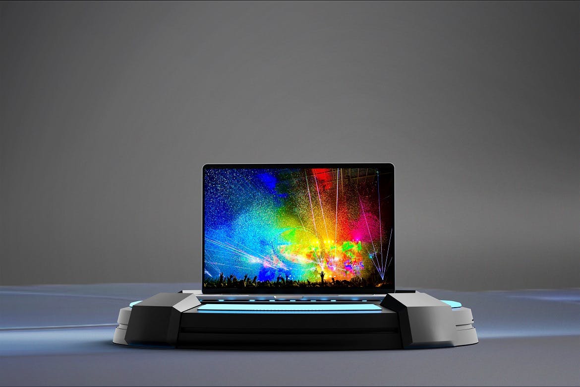 领奖台上的Macbook Pro屏幕PSD模型