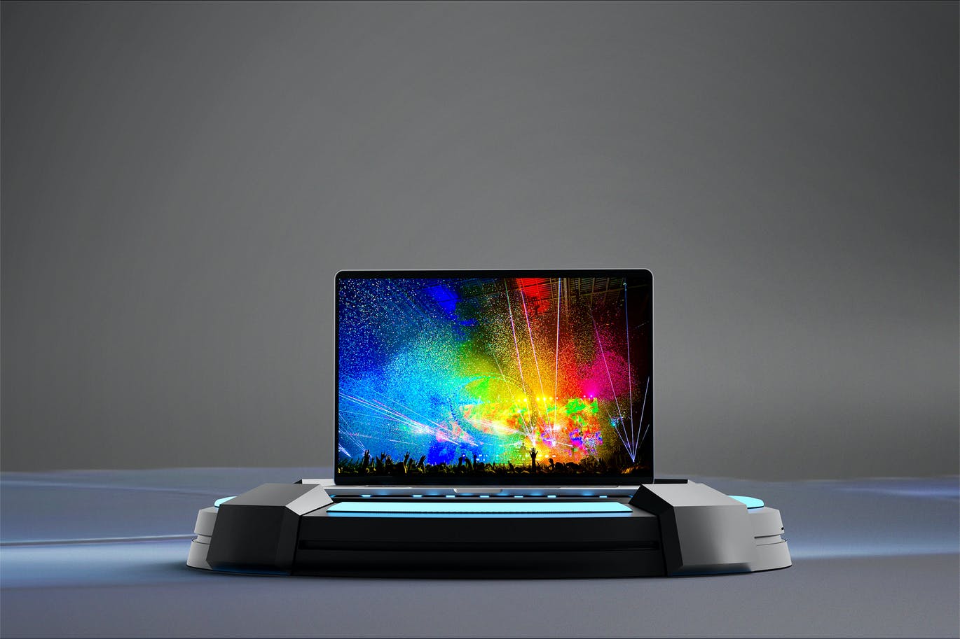 领奖台上的Macbook Pro屏幕PSD模型