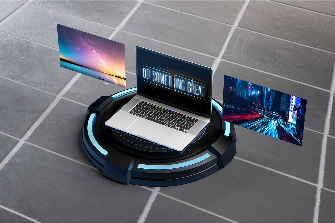 领奖台上的Macbook Pro屏幕PSD模型