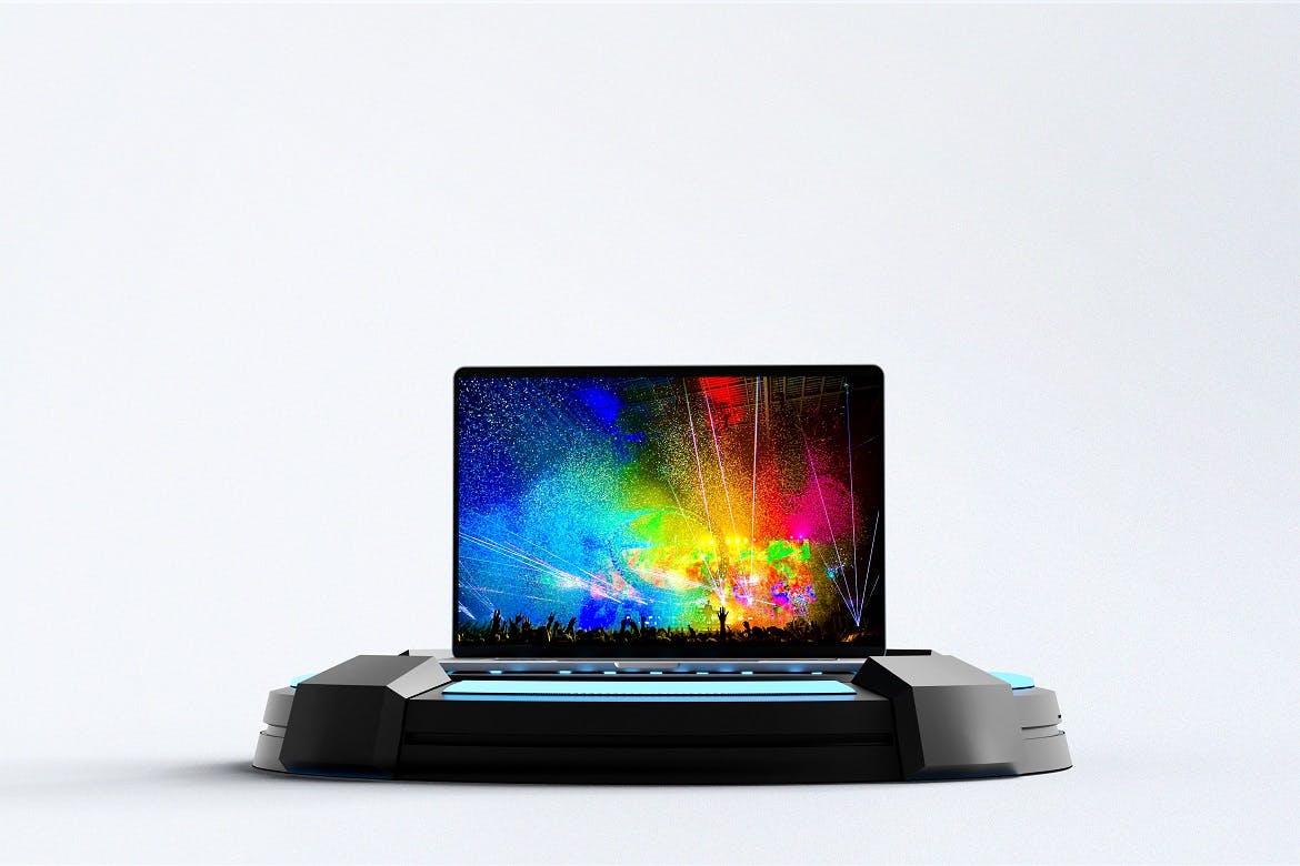 领奖台上的Macbook Pro屏幕PSD模型