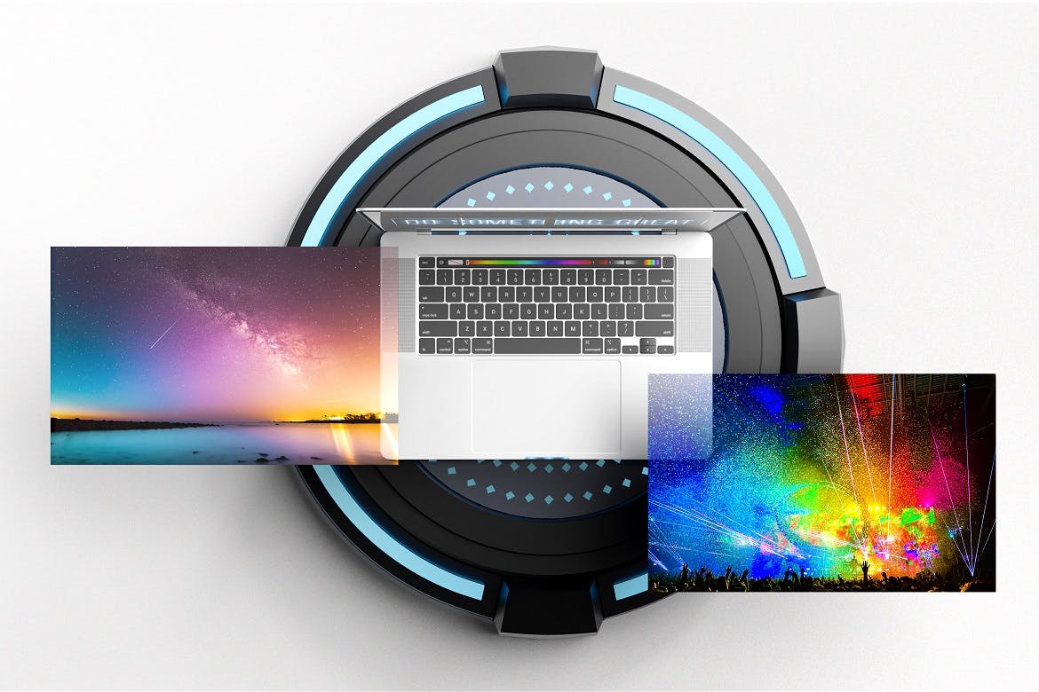 领奖台上的Macbook Pro屏幕PSD模型