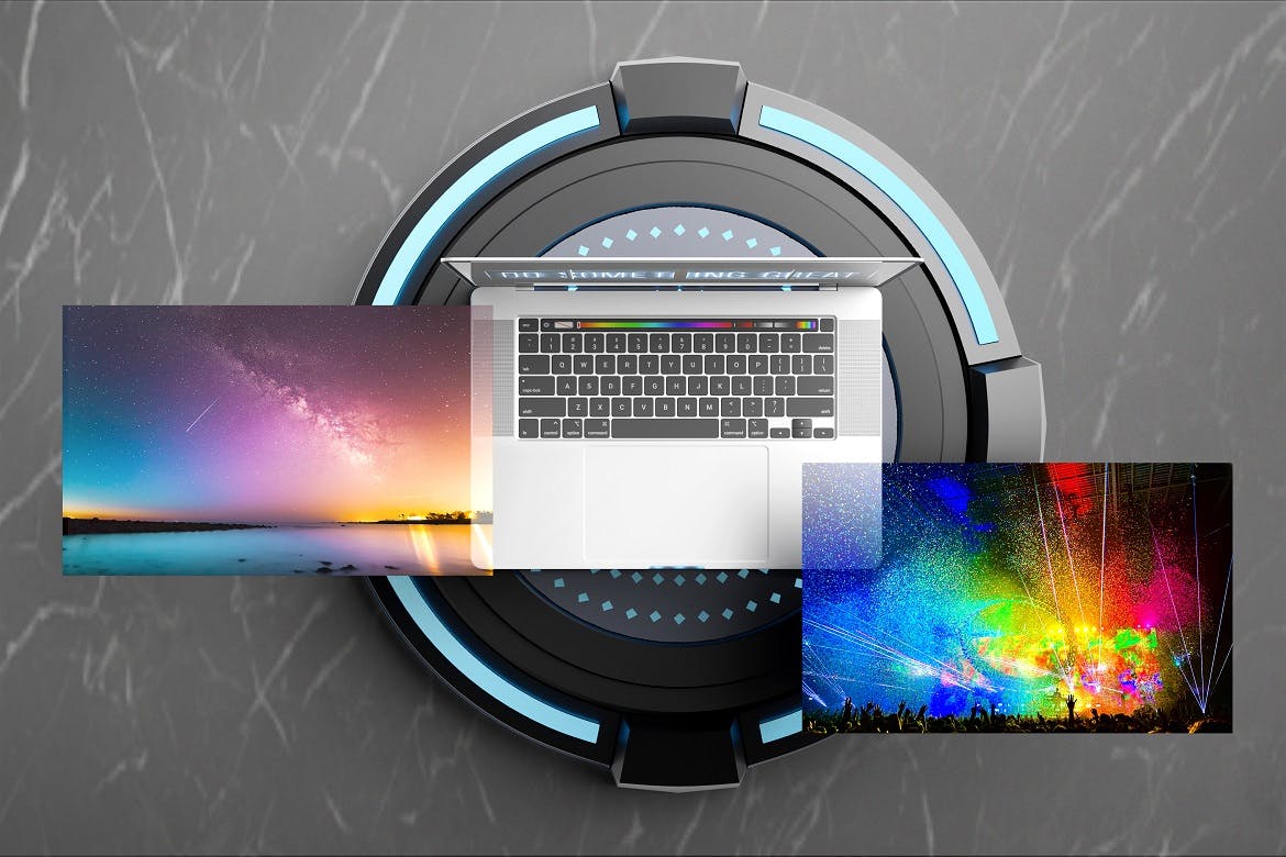 领奖台上的Macbook Pro屏幕PSD模型